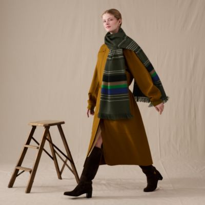 HERMES グリーン ストール HERMES エルメス ショール ストール マフラー カシミヤ/ウール